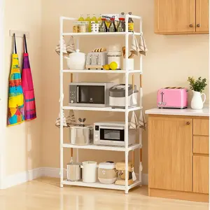 Kitchen Storage Rack Shelf, 4/5 Tier Floor Standing Organizer, Space Saving, Durable, Multi-Functional, Easy Clean, Microwave Oven Stand, Home, Garage, Bedroom, Kitchen, Office