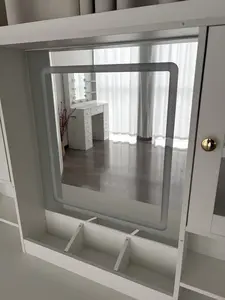 Vanity mirror, single mirror panel, with built-in lighting and three-color light adjustment