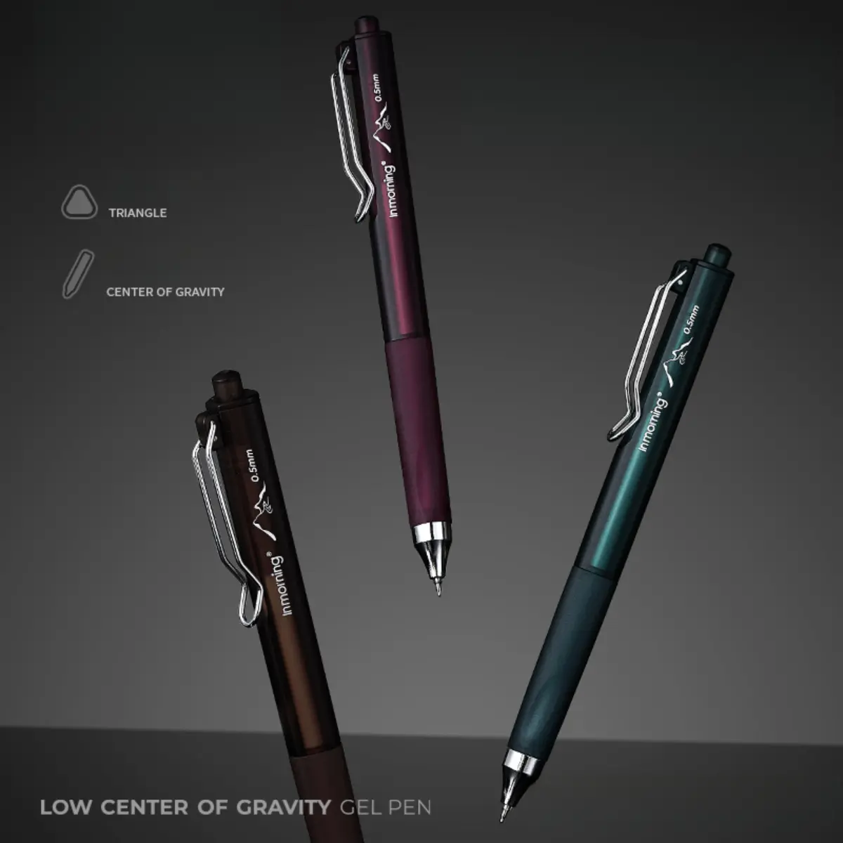 3 Vintage Retractable Gel Pens - Office Stationery with Dark-Tone Business Minimalist Design, Low Center Gravity, Smooth Continuous Quick-Dry Ink, High-Capacity Black Pens for Study & Office Writing