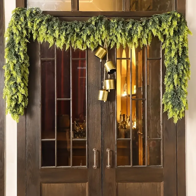 72 Inch 2 Pcs Artificial Cedar Garland, Real Touch Winter Cedar Garland, Green Artificial Greenery Pine Garland for Table, Mantle, Wall, Indoor, Outdoor Christmas Decorations (2, 6 FT) Perfect for festive decor seasonal