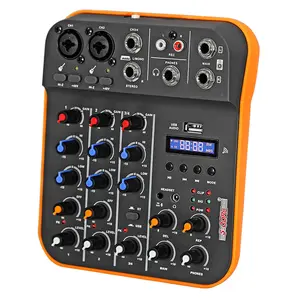 5 Core Audio Mixer 4 Channel DJ Equipment with Bluetooth USB Sound Board Console Does not apply