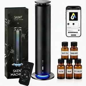 Triple-Intelligence Control Mode Aromatherapy Diffuser Machine - Ac-Powered, Ambiance, Calming, Desktop, Filterless, with Enhanced Fragrance Control, Versatile Use, Rechargeable Lithium-Ion Battery, 5 x 20ml Top-Quality Essential Oils (for Home, Office),