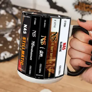 [SALE UP TO 51%] Nas Cassette Albums Retro Mug, Vintage Hip Hop Tape Art Coffee Cup, Classic Rap Album Collection Gift for Fans