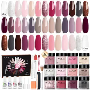 20 Color Glitter Dip Powder Nail Set, 31pcs/set Dip Powder Liquid Set with Top Coat/Base Coat Activator for French Nail Art, French Manicure, DIY Nail Art Kit, Nail Tech Supplies, Nail Products