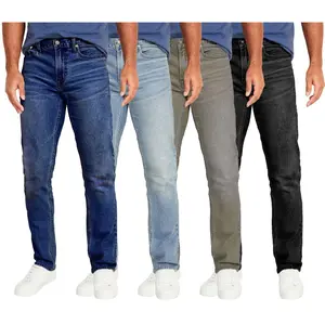 Men's Flex Stretch Slim Straight Jeans Classic Denim Menswear