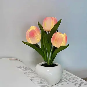 Tulip LED Night Light with Vase - Battery Operated Realistic Flower Table Lamp, Color-Changing Mood Light for Modern Home Decor, Unique Mother's Day & Christmas Gift for Women/Mom