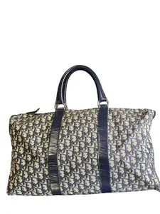 Pre-owned Dior Fabric and Leather Travel Bags Christian Trotter Navy Duffle Bag 45cm