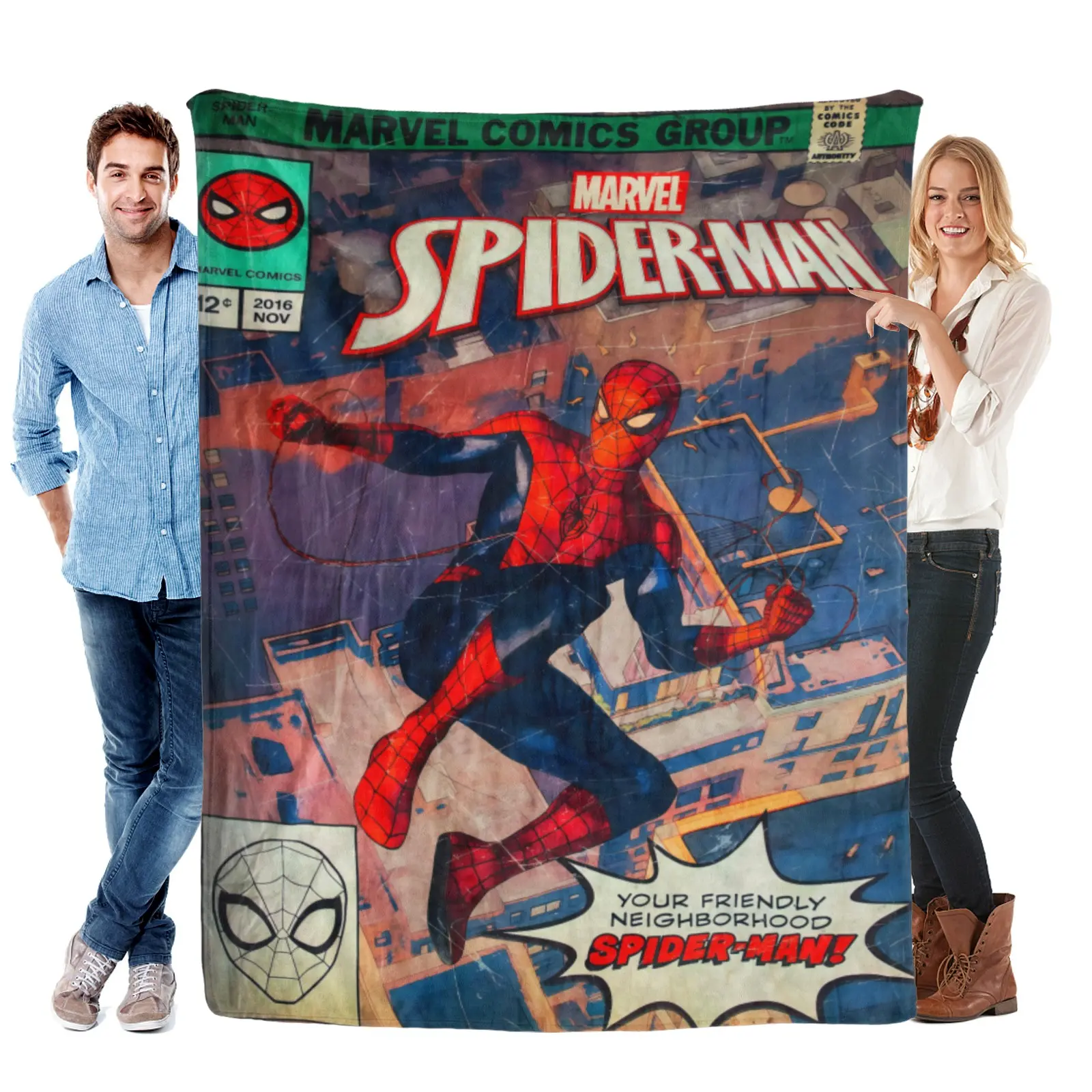 [SummerVibes] Marvel Studios Spider Man Flannel Blanket, Large Cozy Fleece, Elegant Home Decor, Perfect Summer Throw For Couch And Bedroom