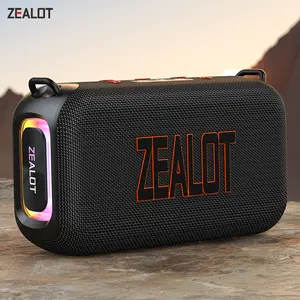 【 ZEALOT 】 Bluetooth speaker, Portable indoor/outdoor speaker, 50W (60W Peak), IPX6 waterproof, Wireless dual pairing, EQ, USB/TF/Line-in/BT5.3, Travel speaker clear sound, RGB ambient light system