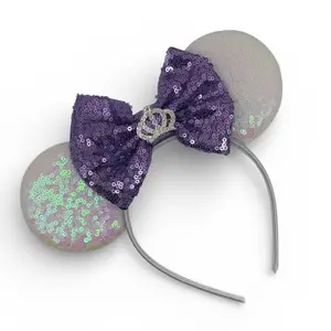 Custom Color Tiara Sequin Mouse Ears with Bow