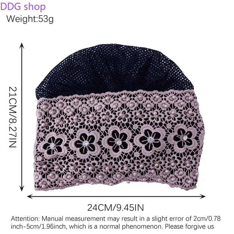 New Beaded Big Flower Turban for Women, Summer Sunscreen Yarn Headscarf, Lightweight Breathable Fashion Head Cover, Stylish Casual Headwear for Daily Wear, Vacation Travel and Street Outfits