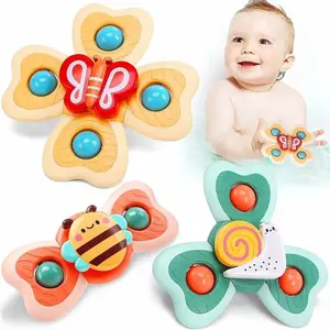 Baby Bath Toy Set, Waterproof Suction Cup Gyroscopic Montessori Learning Toys, Adhesive Spinner for Smooth Surfaces, Birthday Gift for Kids Play