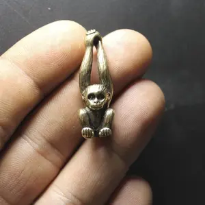 Brass Monkey Miniature Figurine Handmade Collectible Figurines Made in USA 11gm 1.2cm Length Perfect Gift for Friends Boss or Relative