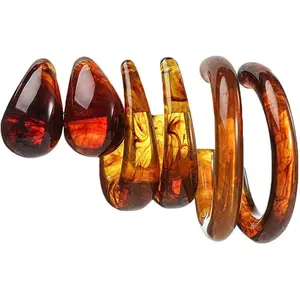 3Pairs Minimalist Vintage Lightweight Polished Teardrop Waterdrop C Shape Circle Round Cuff Acrylic Resin Hoop Earrings Colorful Thick Chunky Wide Thin Acetic Acid Earring Set for Women