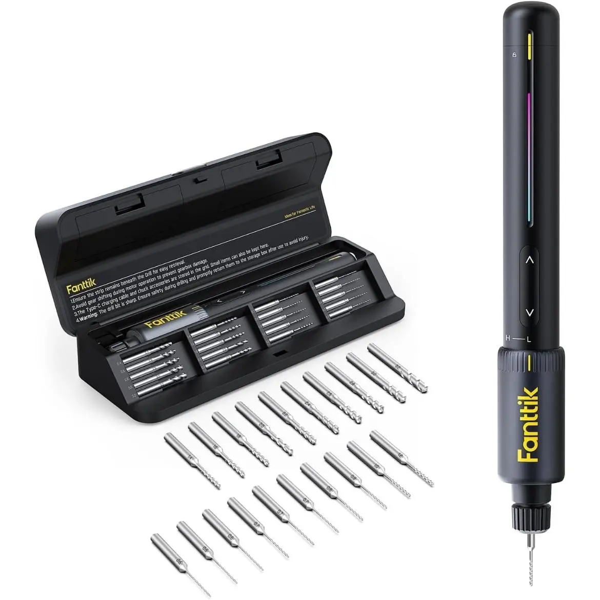 【DealsForYouDays】Fanttik K2 Nano Power Drill, Mini Precision Drill, Hand Drill, 20 Drill Bits, 800mAh Rechargeable, Tool Kit for DIY Projects, Shells, Plastic, Jewelry, PCB, Aluminum Plate,father'sdaygifts