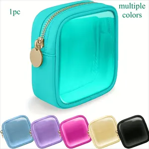 Travel Makeup Organizer Bag with Clear Window, 1 Count Cute Cosmetic Pouch with Zipper, Multipurpose Storage Bag for Sanitary Napkins, Coins & More, Travel Cosmetic Bags, Cosmetics Organizer