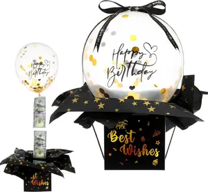 Birthday Money Pull Box, Funny Money Balloon Box for Cash Gift Happy Birthdays Intresting Gifts Set for Men Women Girlfriend Best Friend Wife Sister(Black)