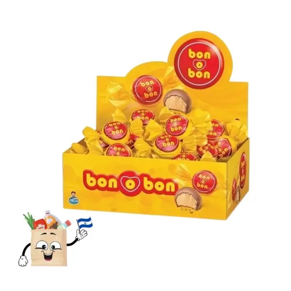 Bon O Bon Candy Box 30 Pieces - Yellow Packaging with Red Logo - Sweet Snack Assortment