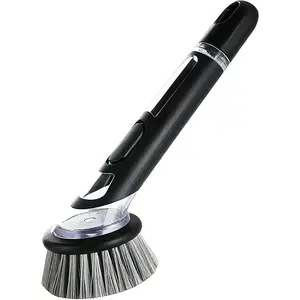 Soap Dispensing Dish Brush for Kitchen - Soap Control Dish Brush Scrubber with Handle, Safe on Dishes, Nonstick Cookware, Tubs, Durable, Reusable
