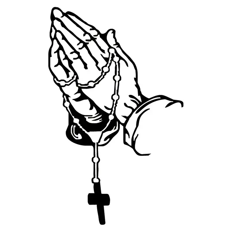 Laser Prayer Rosary Vinyl Decal - Universal Car Sticker, Waterproof Reflective Holographic Cross Decals, Easy-Application Spiritual Protection for Car & Motorcycle Exterior Windshields, Vehicle Decoration, Waterproof Decals