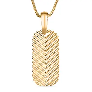 Dog Tag Pendant in 18K Yellow Gold Plated Bronze with ION Plated Yellow Gold Stainless Steel Necklace 24 Inches Christmas Gifts