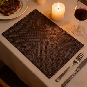 Faux Jute Rectangular Placemats Set of 4/6, Classic Design for Any Decor, Ideal for Daily Use, Family Gatherings, Holidays, Birthdays, Kitchenware