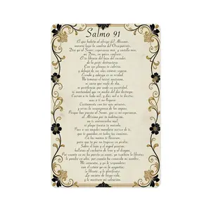 2D Flat 1pc 8*12 in 'Salmo 91’ Vintage Metal Sign| Spanish Psalm Wall Decor for Christian Homes & Spiritual Spaces