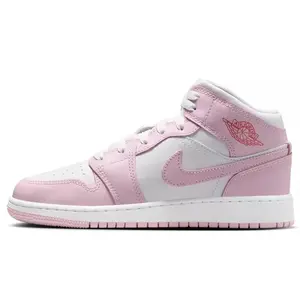 Youth Jordan 1 Mid Pink Foam/White-Fire Red (DQ8423 608) (GS)