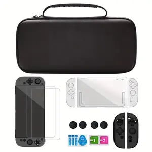 12 in 1 Protective Bag & Clear Cover for Switch, Tempered Glass Screen Protector & Thumb Grip Caps for NS Switch 2 Console Game Console Accessories