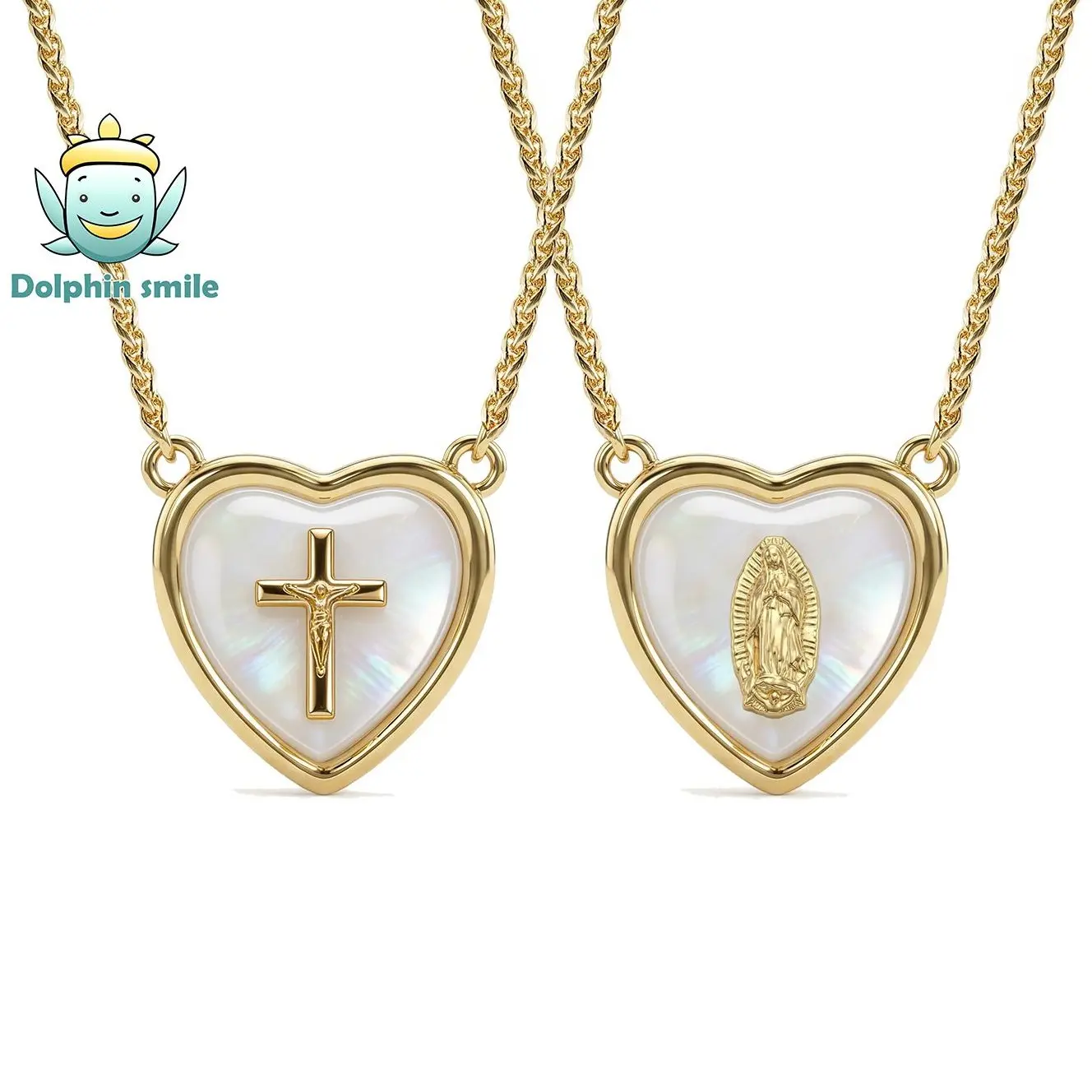 Virgin Mary pearl Necklace Jesus Crucifix Necklace I Dainty cross pearl necklace shell necklace Anchor Cuban Link Pendant stack
