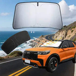 Double-Layer Car Windshield Sun Visor Protector - Titanium Crystal Hydroentangled Material, Summer Heat Insulation & Quick Fold