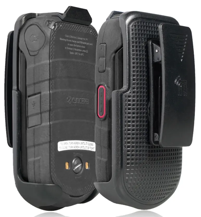 Holster for DuraXV LTE, Nakedcellphone Black [Rotating/Ratchet] Belt Clip Holder Case [with Kickstand] for Kyocera DuraXV LTE E4610, DuraXE E4710