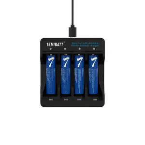 4-Pack Aaa Lithium Batteries with Charger, 1.5v Rechargeable Battery, 666mWh Smart Remote Control, Electric Toothbrush, Home Use