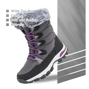 Hobibear Women's Snow Boots: Anti-Slip, Waterproof, Fur-Lined for Winter Comfort. Footwear Girl Walking Shoes Shoe Bedroom Tactical Grey Ii Dance