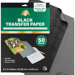 Graphite Transfer Paper - 9" x 13" - 50 Sheets - Waxed Carbon Paper for Tracing (Black)