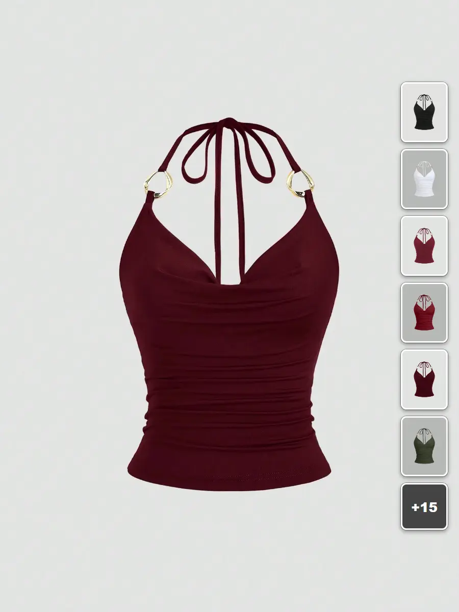 LACEX Halter Tank Top Y2K Metal Ring Tie Strap Going Out Summer Outfit