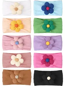 Baby Hair Band Set of 3 or 12, Soft Nylon Floral Headbands for Girls, Comfortable and Elastic Hair Accessories, Delightful Floral Design