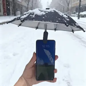 Reusable Clip-on Mini Phone Umbrella - Sun Protection Rainproof Snowproof Anti-glare, Portable Cute Decorative for Outdoor Bike Use, Foldable Rainproof Umbrella