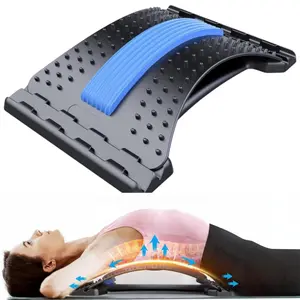 4-Level Adjustable Back Stretcher & Posture Corrector. Ergonomic Lumbar Support with Massage Function, Secure Grip Handles, for Upper & Lower Back, Office, Car, Home Use, Back Stretcher for Back, Posture Correction, Durable Construction,back  stretch  mat