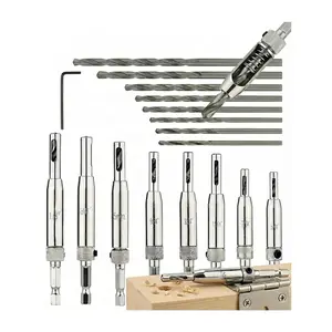 Self Centering Drill Bit Set,  1/4 in Bit Snappy Quick-Change Hex,Center Finding Drill Bit,Hinge Drill (Self Centering Drill Bit Set 17 pcs)