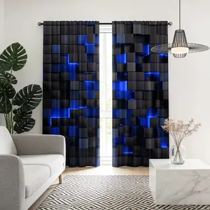 2-Pack, Multi-Color Geometric Plaid Pattern, Window Decoration Digital Print Curtains, Rod Pocket Design (Rod Not Included), Privacy Protection Curtains, Suitable for Bedroom, Living Room, Game Room Home Decor Curtains.