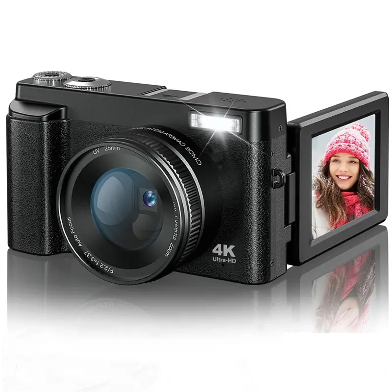 4K 48 MP Vlogging Digital Camera, Compact 16x Zoom Camera with 3.0-inch Flip Screen and 32 GB SD Card