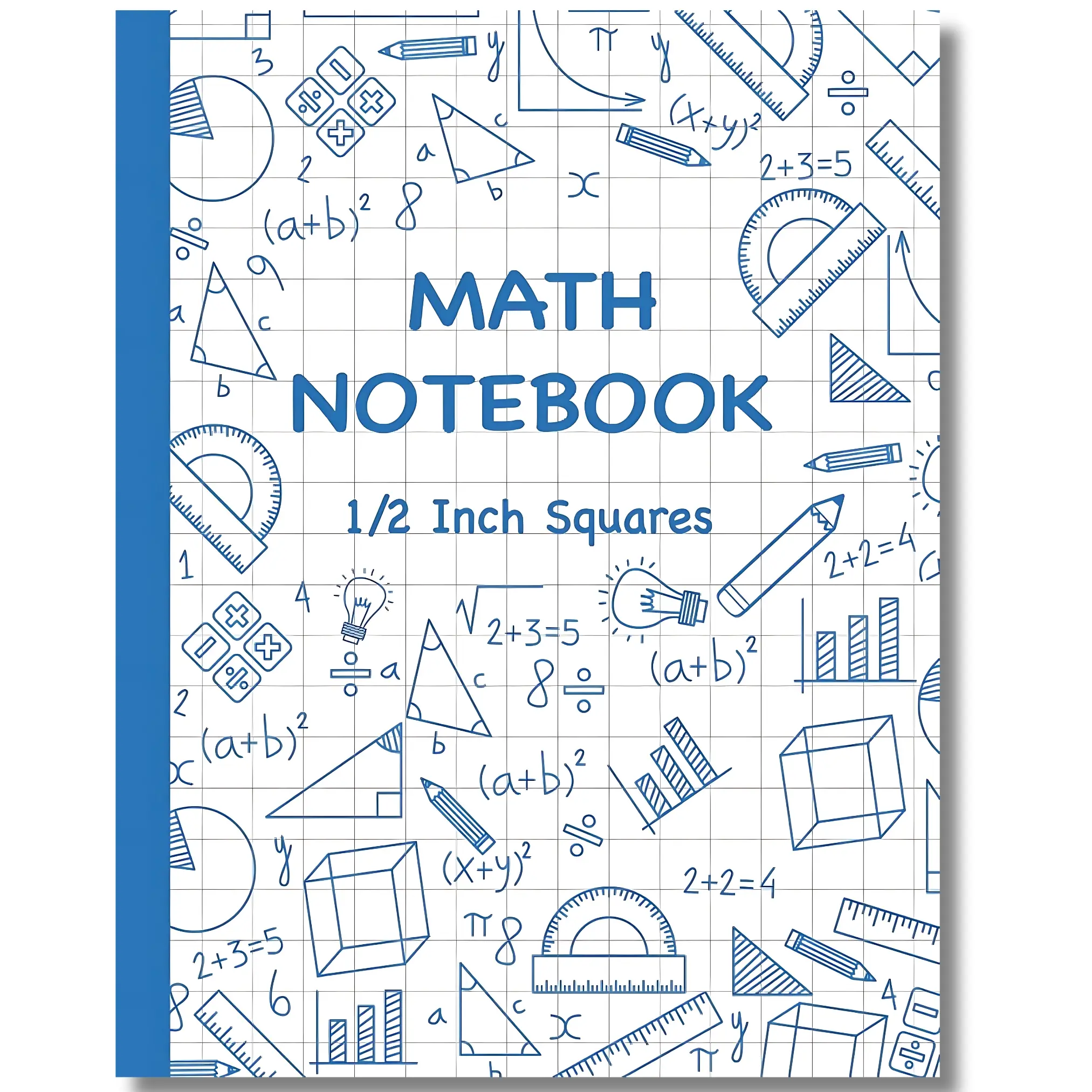 Math Notebook 1/2 Inch Squares: Grid Paper Composition Notebook with Large 1/2 Inch Squares, Perfect for Math.,math notebook