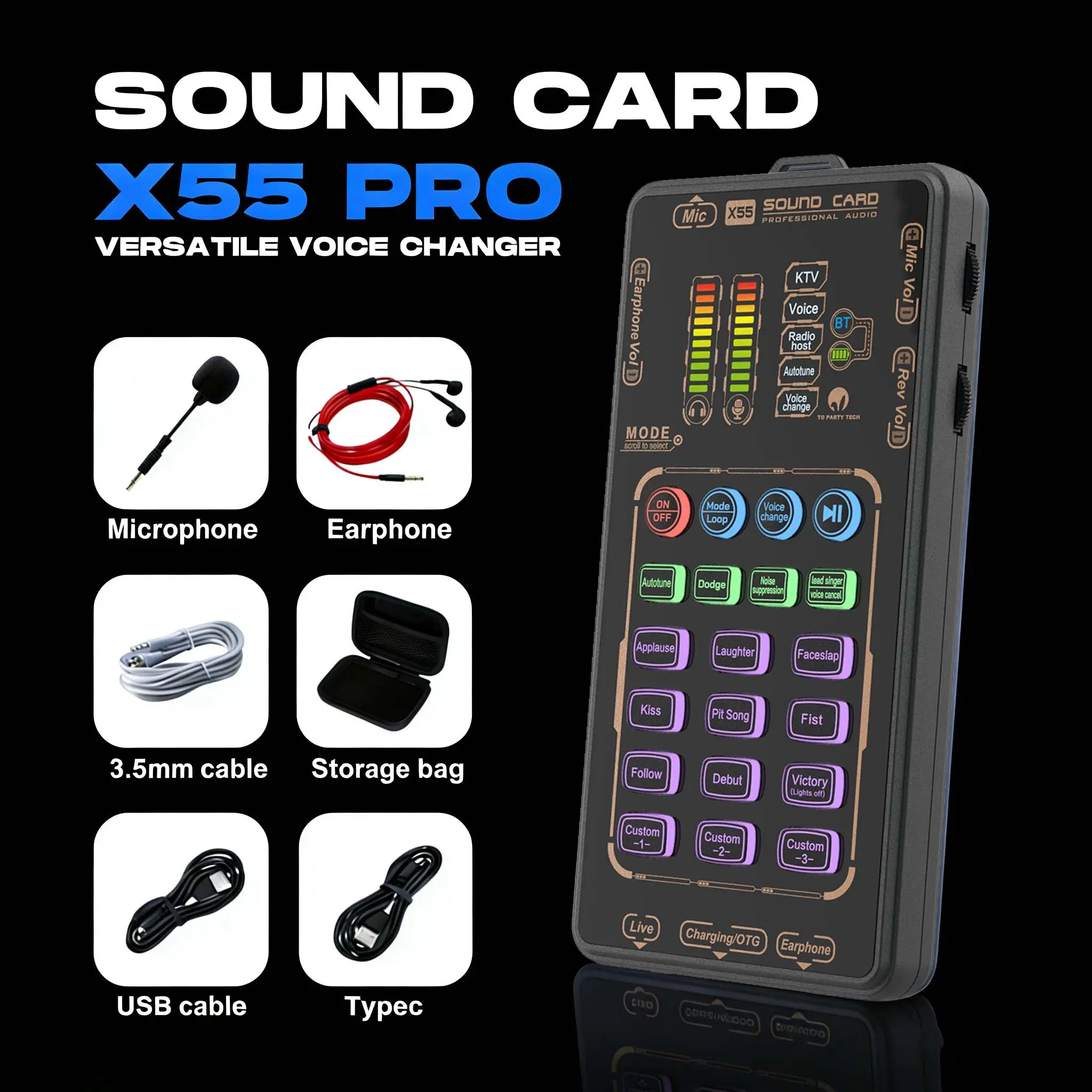 MAOMAO X55 Pro Compact Small Handheld Sound Card Mixer Set - Digital Sound Card, Audio Interface, Portable Microphone, Voice-Enhanced Device for iPhone Daily Recording, Streaming for Audio Enthusiasts
