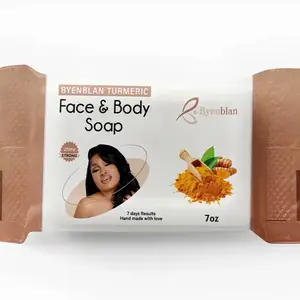 BYENBLAN 3x Turmeric heart shaped 7oz Face & Body Soap - for Clear Radiant Skin with Pure Turmeric