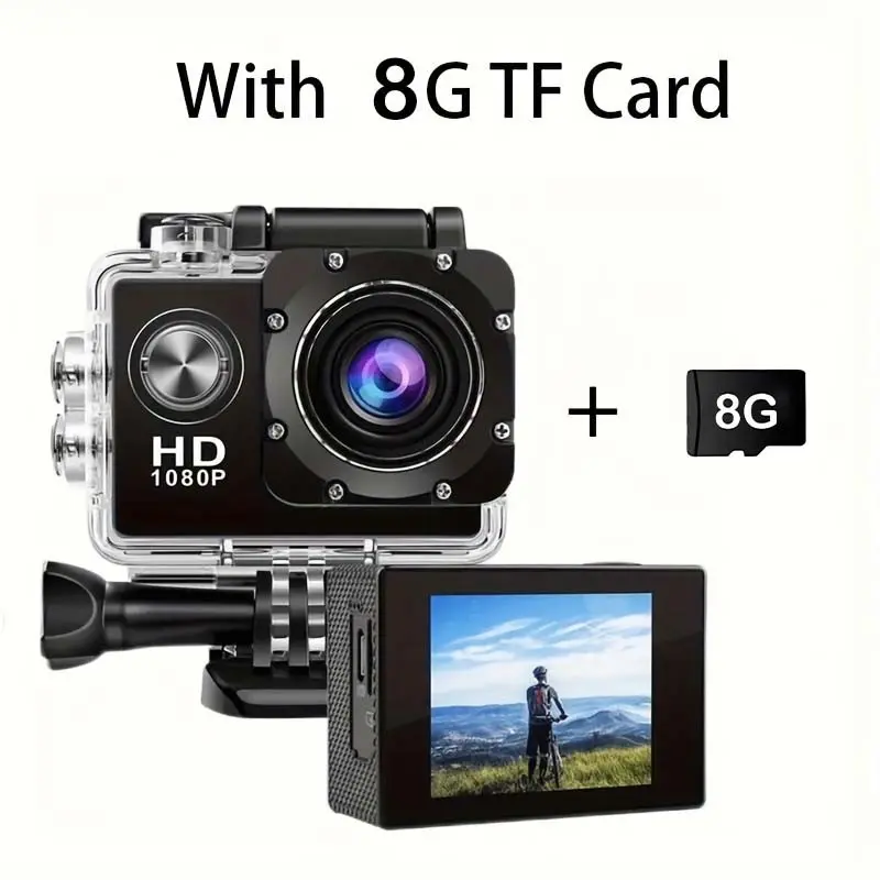 1080P Waterproof Sports Camera WiFi Ultra HD Underwater Action Cam 140° Wide Angle Lens 30m Waterproof Camera with 8GB TF Card Christmas Gift