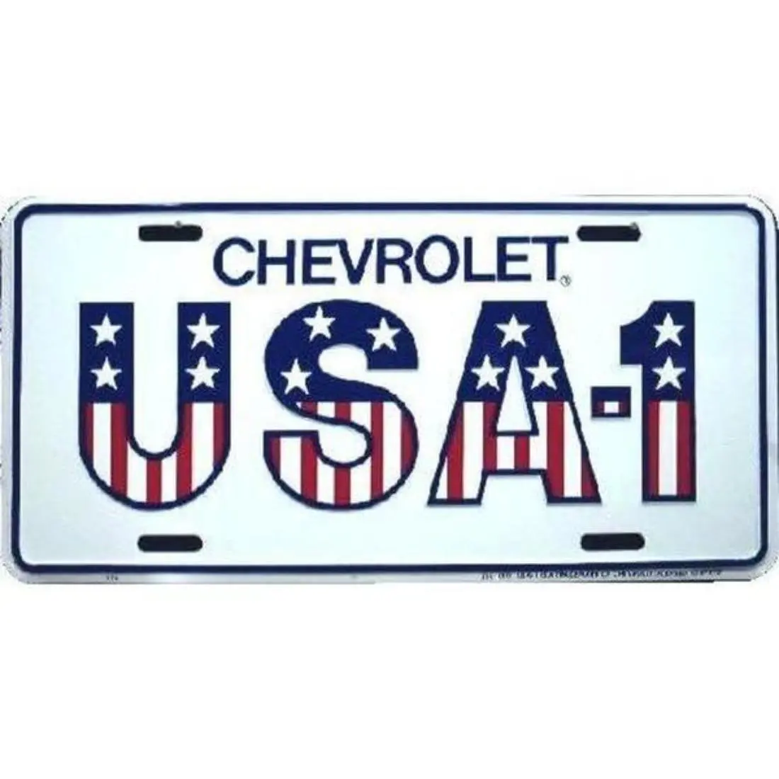 Hangtime 104 Embossed Metal Car Tag 6x12 Inches Vintage Chevrolet USA-1 Model