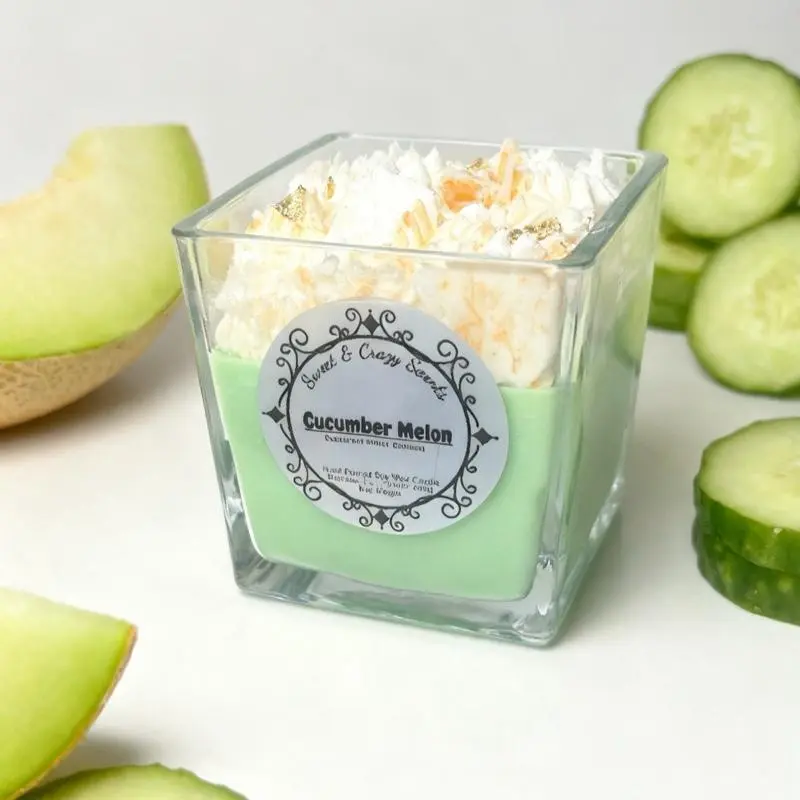 Sweet & Crazy Scents Cucumber Melon Scented Household Candle - 12oz Hand-Poured Artisanal All Natural Aroma Candle, 100% Organic Wax, Natural Fragrance, 24-Month Burn Life, Home Decor Freshener, All Natural Candles, Aroma Candles