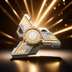 Fidget Spinner with Light, Stress Relief Rotating Toy, Laser Light Activated Luminous Fidget Toy, Metallic Finger Rotating Toys for Adults, Stress Relief Gadgets