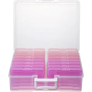 4" x 6" Photo Organizer Storage Box with Handle - 16 Inner Photo Cases, Holds 1600 Photos, Portable Picture Organizer for Photos, Cards, Stickers, Scrapbooking -  Gradient